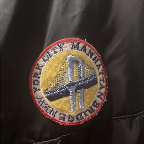 Y2K Bomber Jacket L Black Satiny Full Zip  Patches 42” Bust - Picture 9 of 10